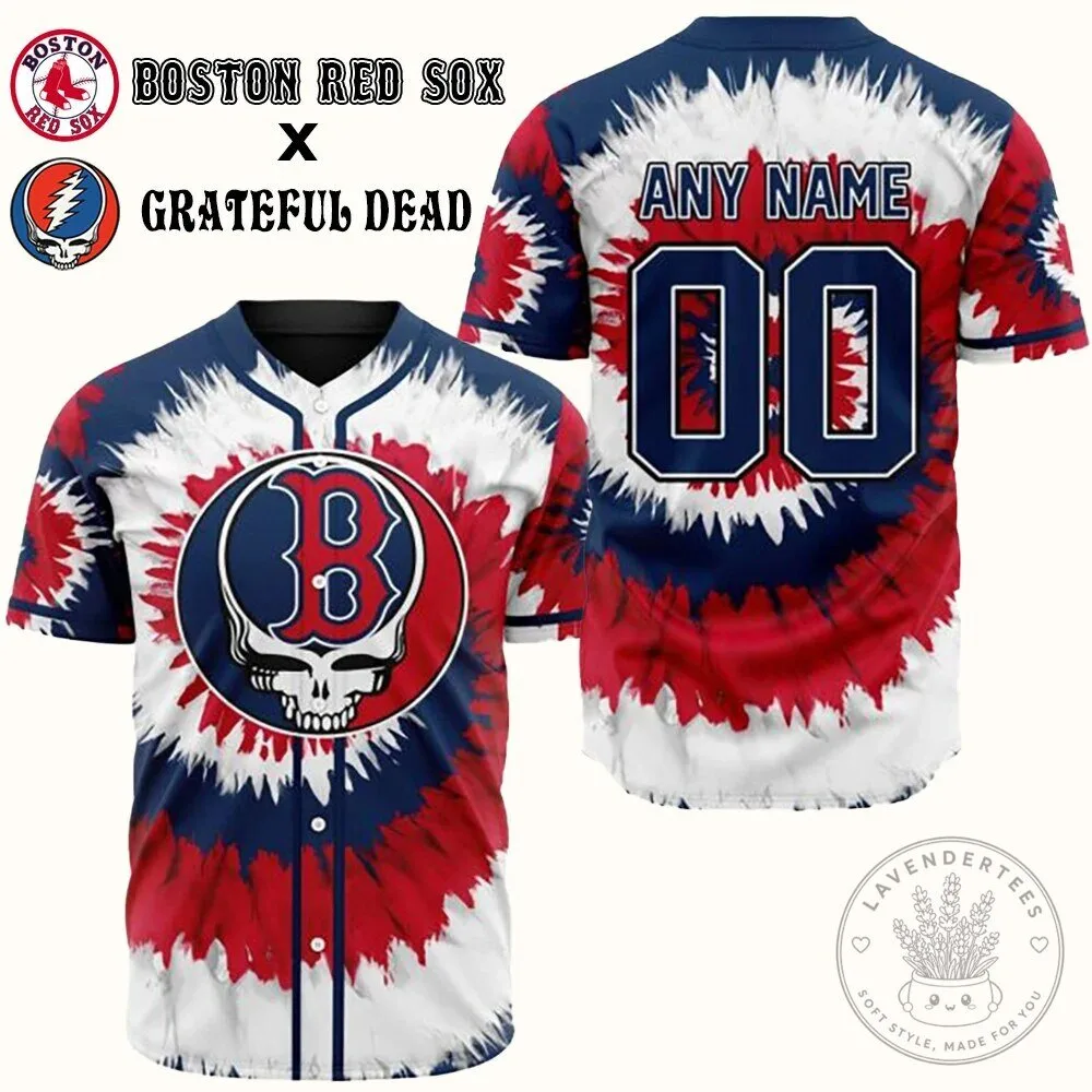 Boston Red Sox Grateful Dead Tie-Dye Baseball Jersey