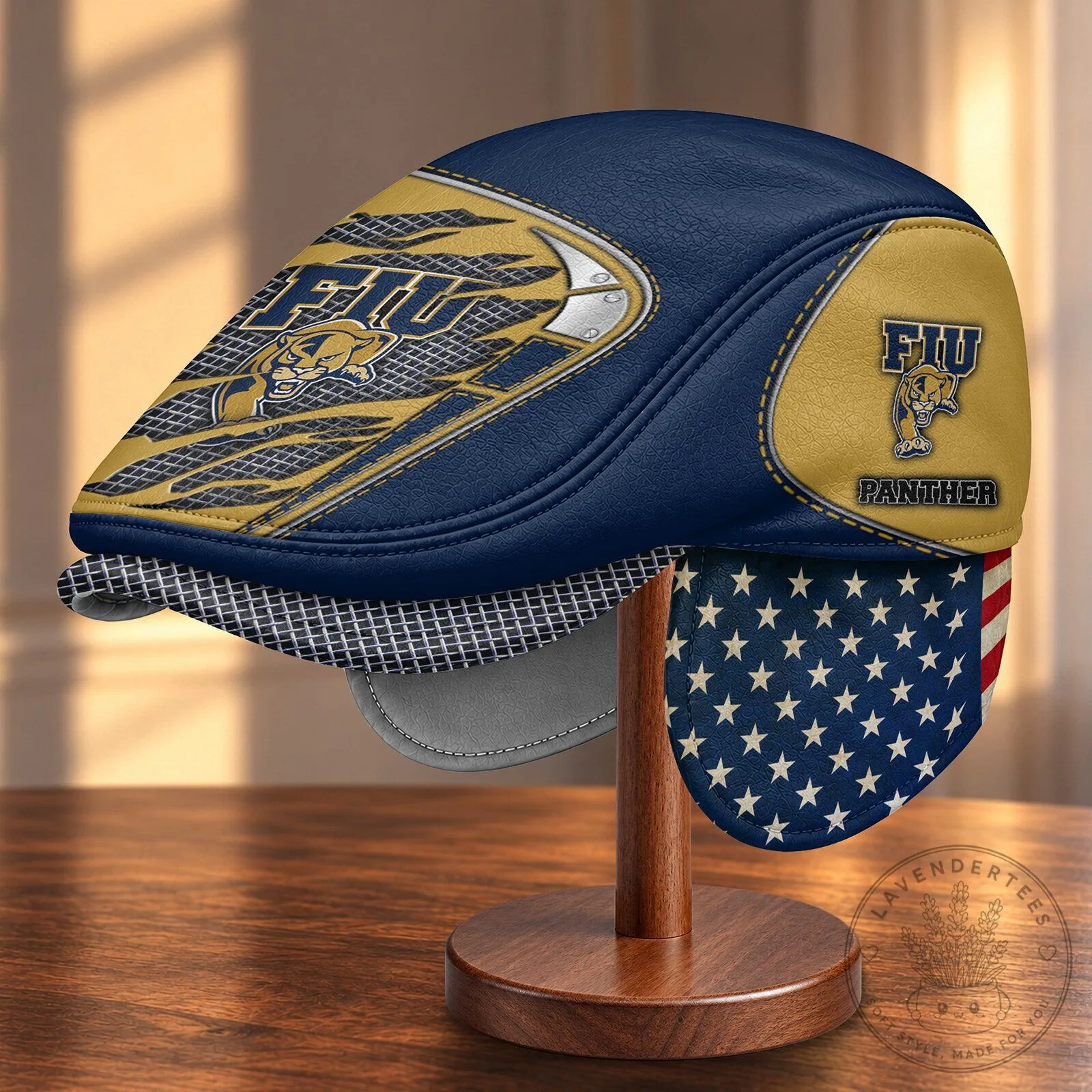 Florida International Golden Panthers NCAA Flat Cap with Foldable Ear Flaps