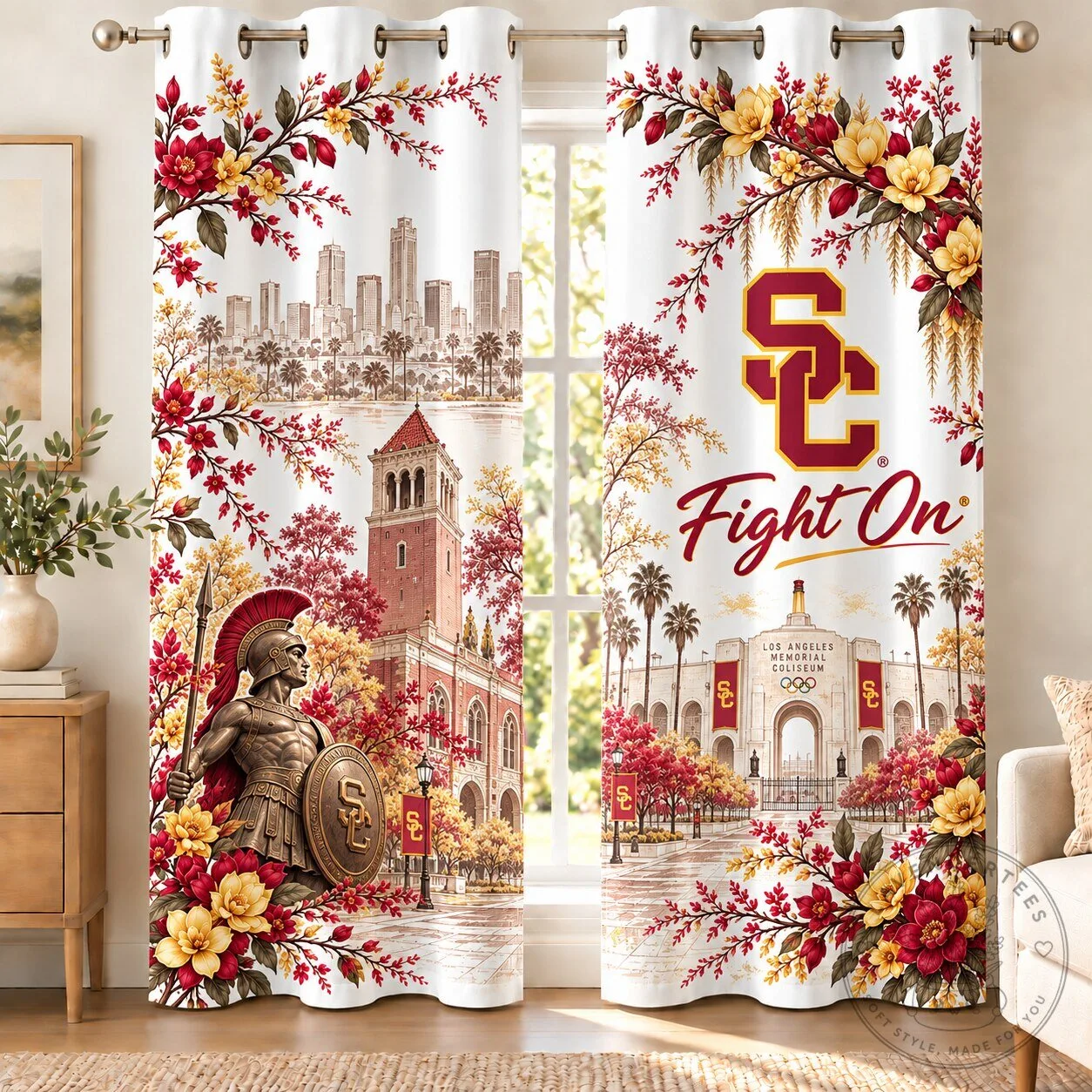 University of Southern California Trojans Fight On Room Decor Curtains