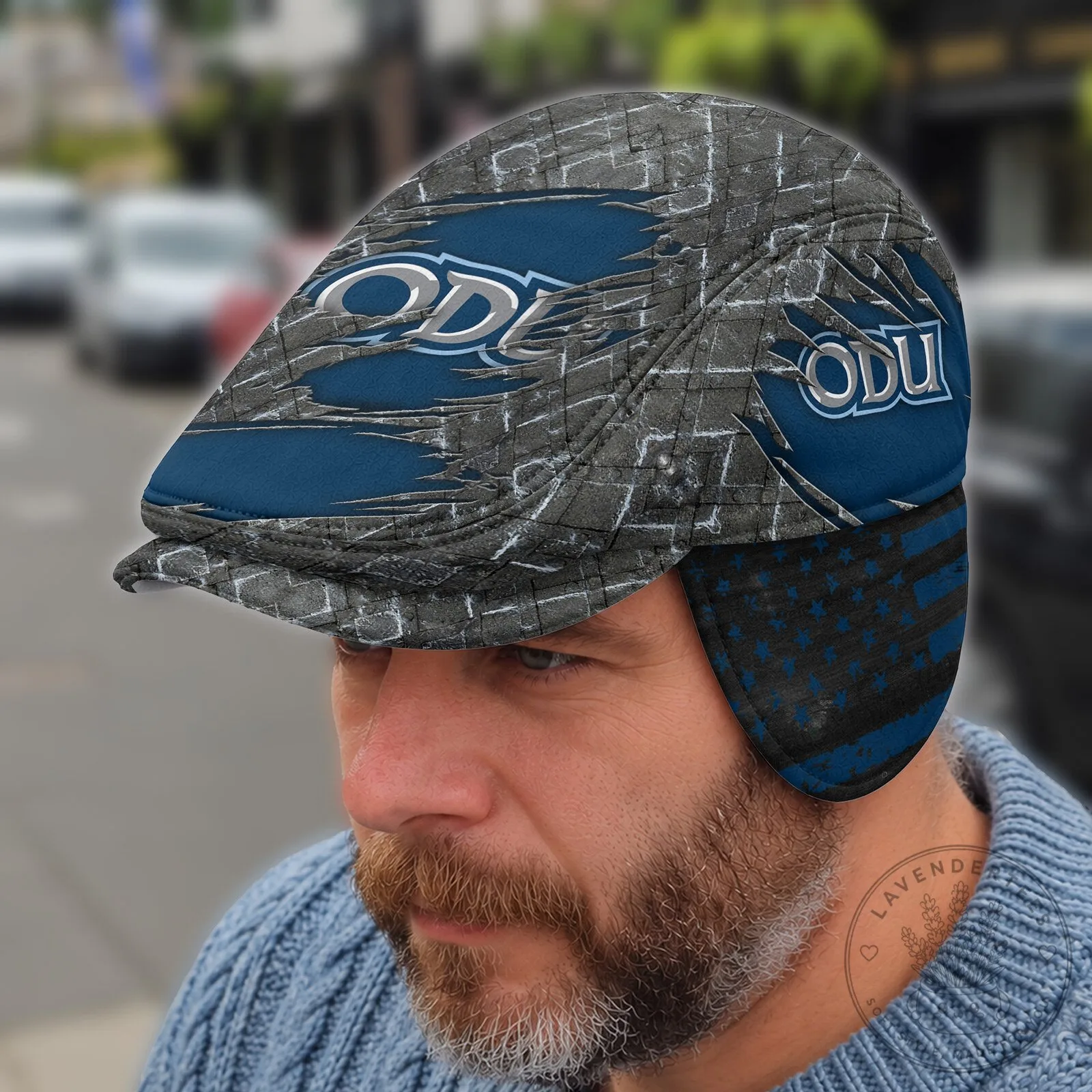 Old Dominion Monarchs Distressed Flat Cap with Ear Flaps