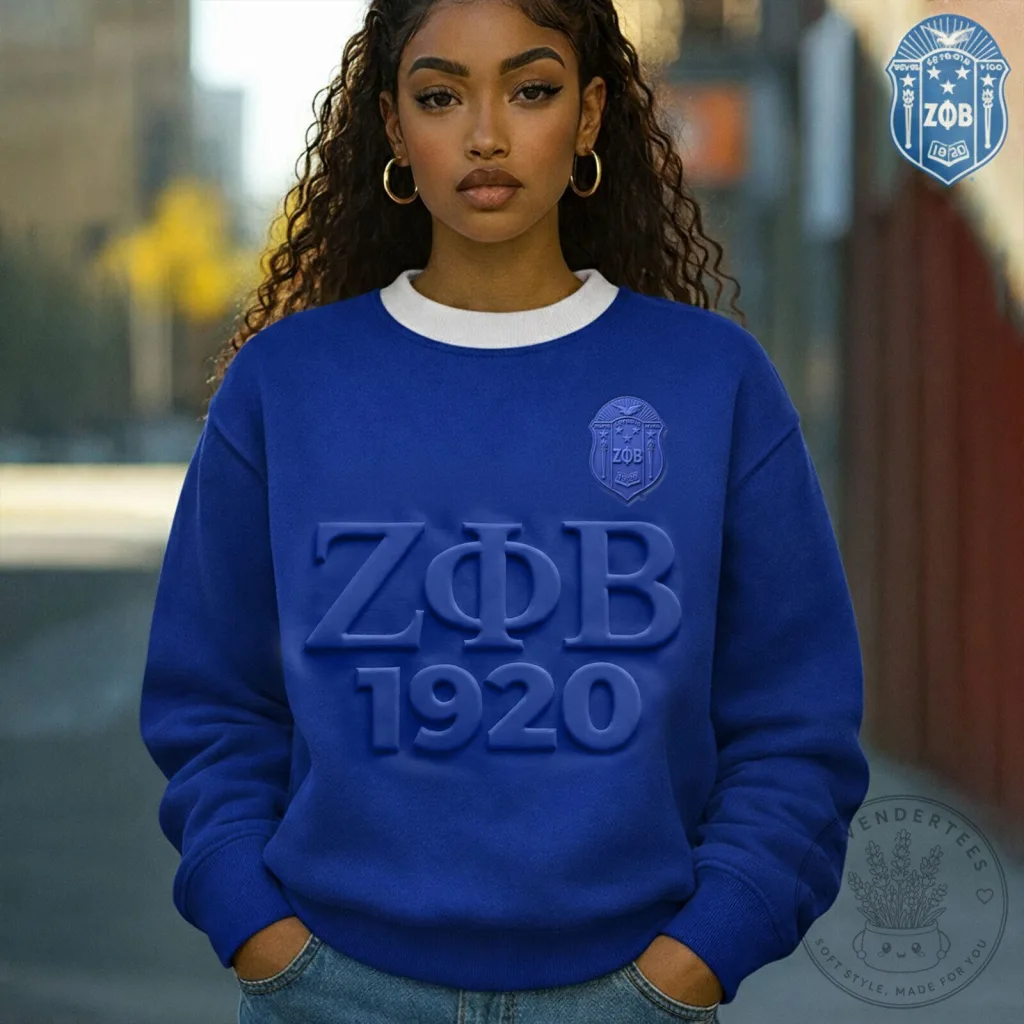Zeta Phi Beta 1920 Royal Blue Embossed Greek Letters Sweatshirt Zeta Phi Beta 1920 Royal Blue Embossed Greek Letters Sweatshirt