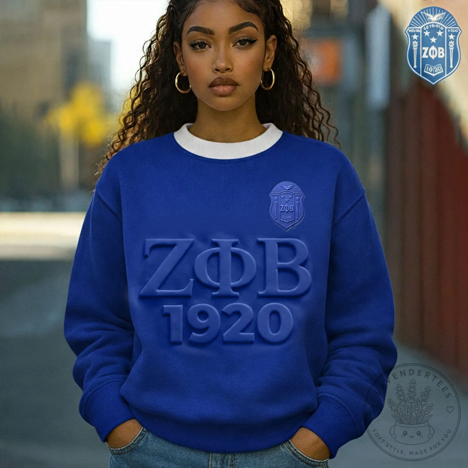 Zeta Phi Beta 1920 Royal Blue Embossed Greek Letters Sweatshirt 5 Zeta Phi Beta 1920 Royal Blue Embossed Greek Letters Sweatshirt