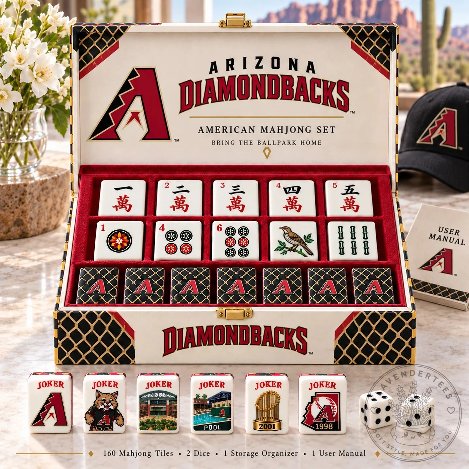 Arizona Diamondbacks American Mahjong Set with Storage Organizer