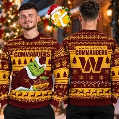 Washington Commanders Grinch Christmas Holiday Ugly Sweater Sweatshirt