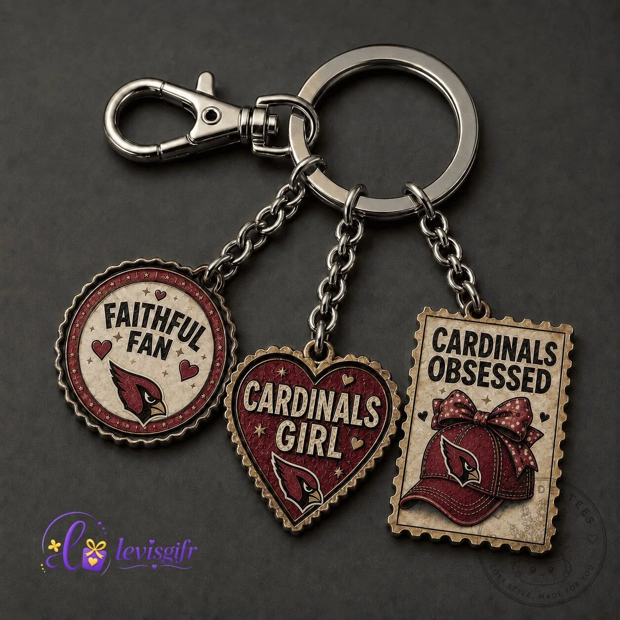 Arizona Cardinals Football Team Fan Keychain Gift Set For Women