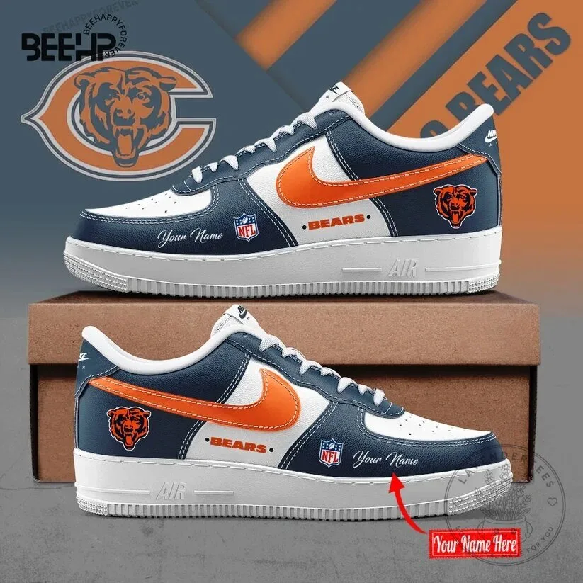 Custom Name Air Force One Shoes for Chicago Bears Fans in the NFL