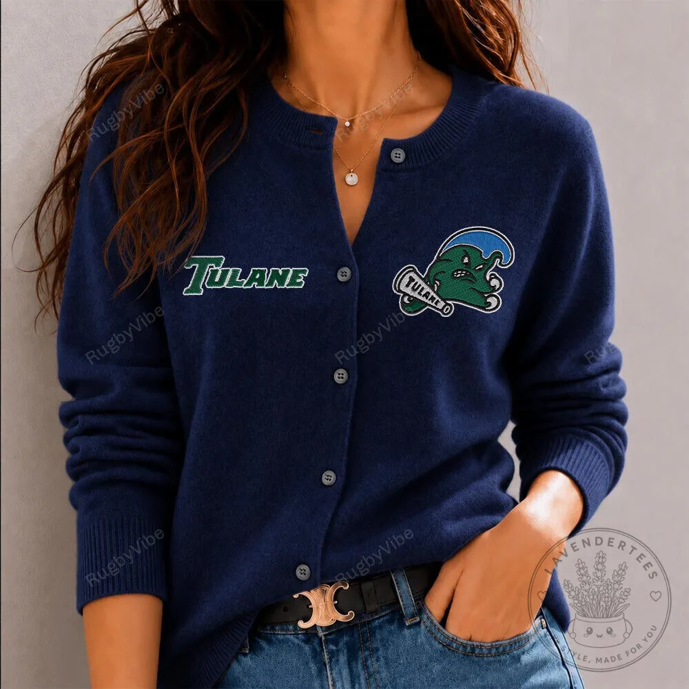 Tulane Green Wave NCAA College Embroidered Cardigan Sweater