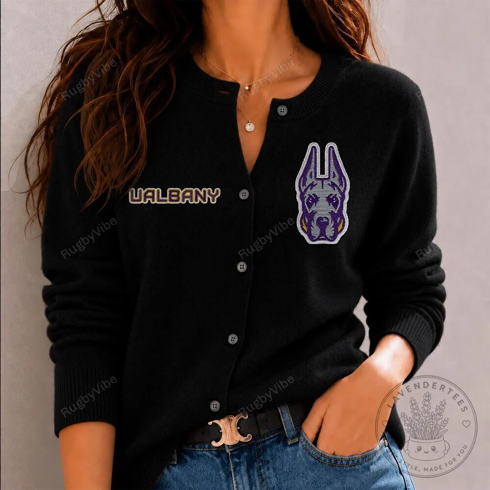 Albany Great Danes University Button Down Cardigan Sweater