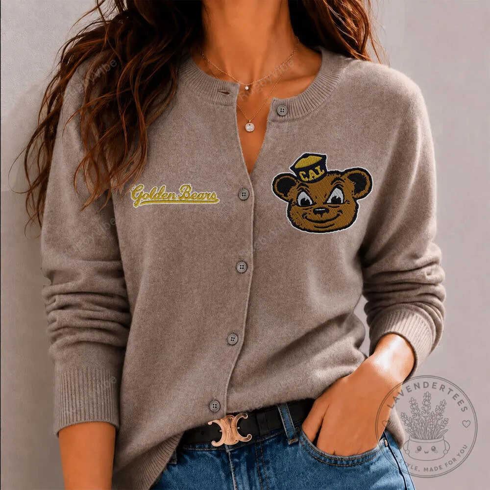 California Golden Bears Mascot Embroidered Cardigan Sweater