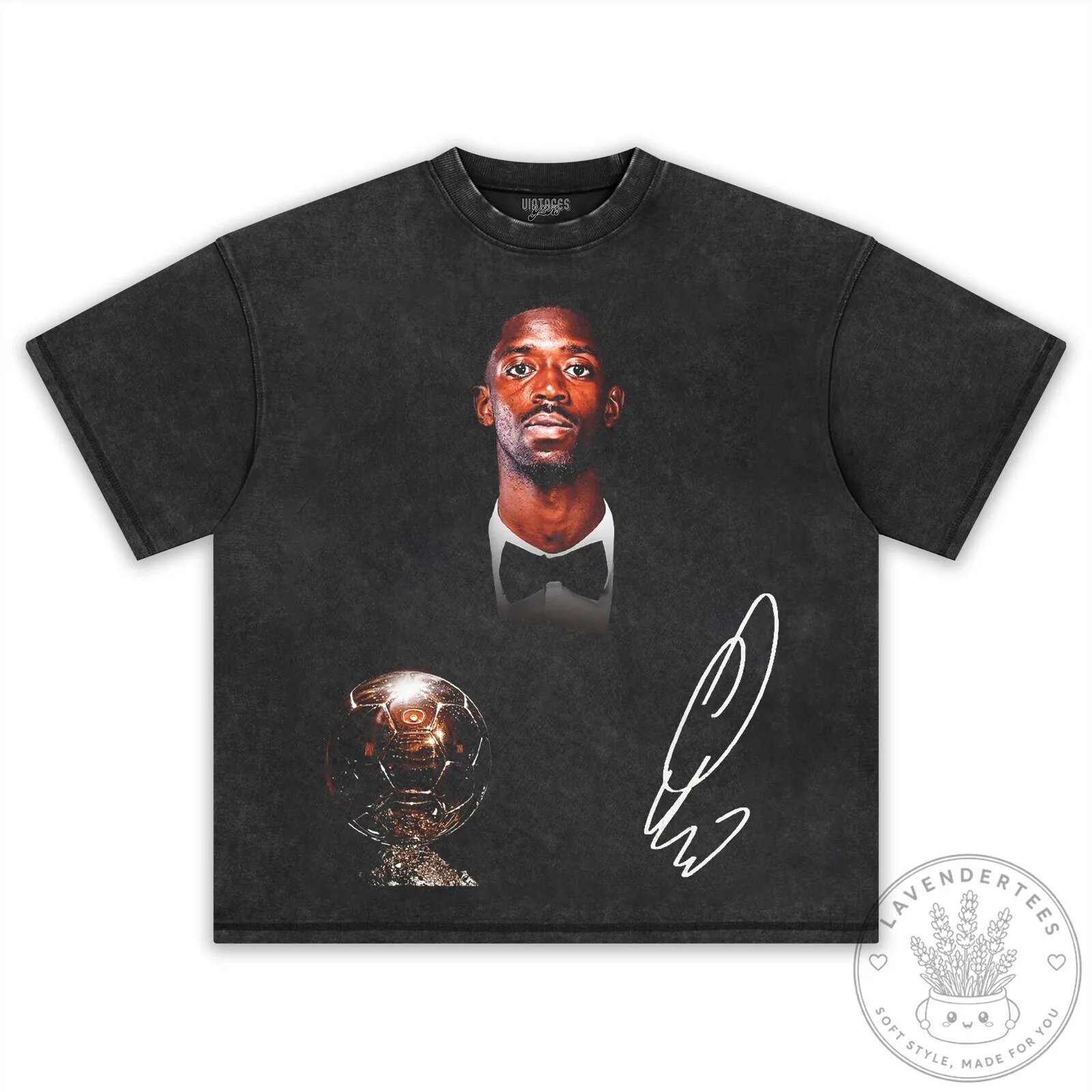 Ousmane Dembélé Football Player Signature Black T-Shirt 16 Ousmane Dembélé Football Player Signature Black T-Shirt