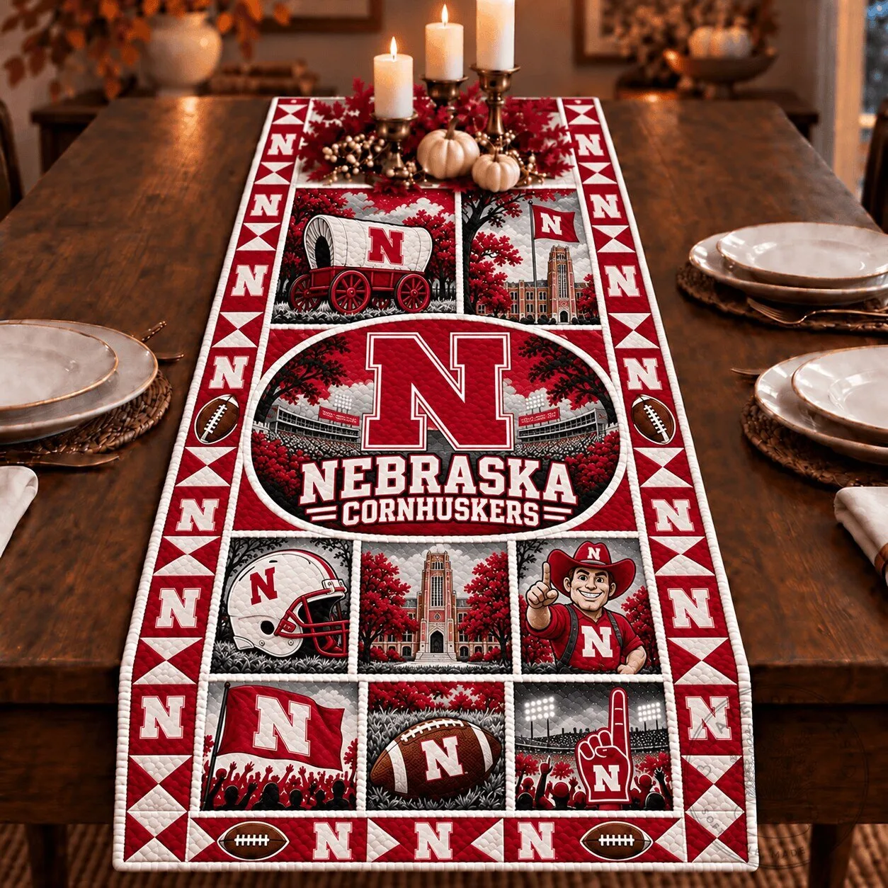 Nebraska Cornhuskers Football Team College Table Runner