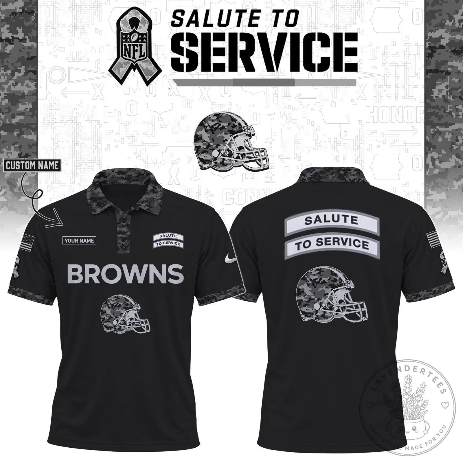 Cleveland Browns Salute To Service Black Camouflage Polo Shirt