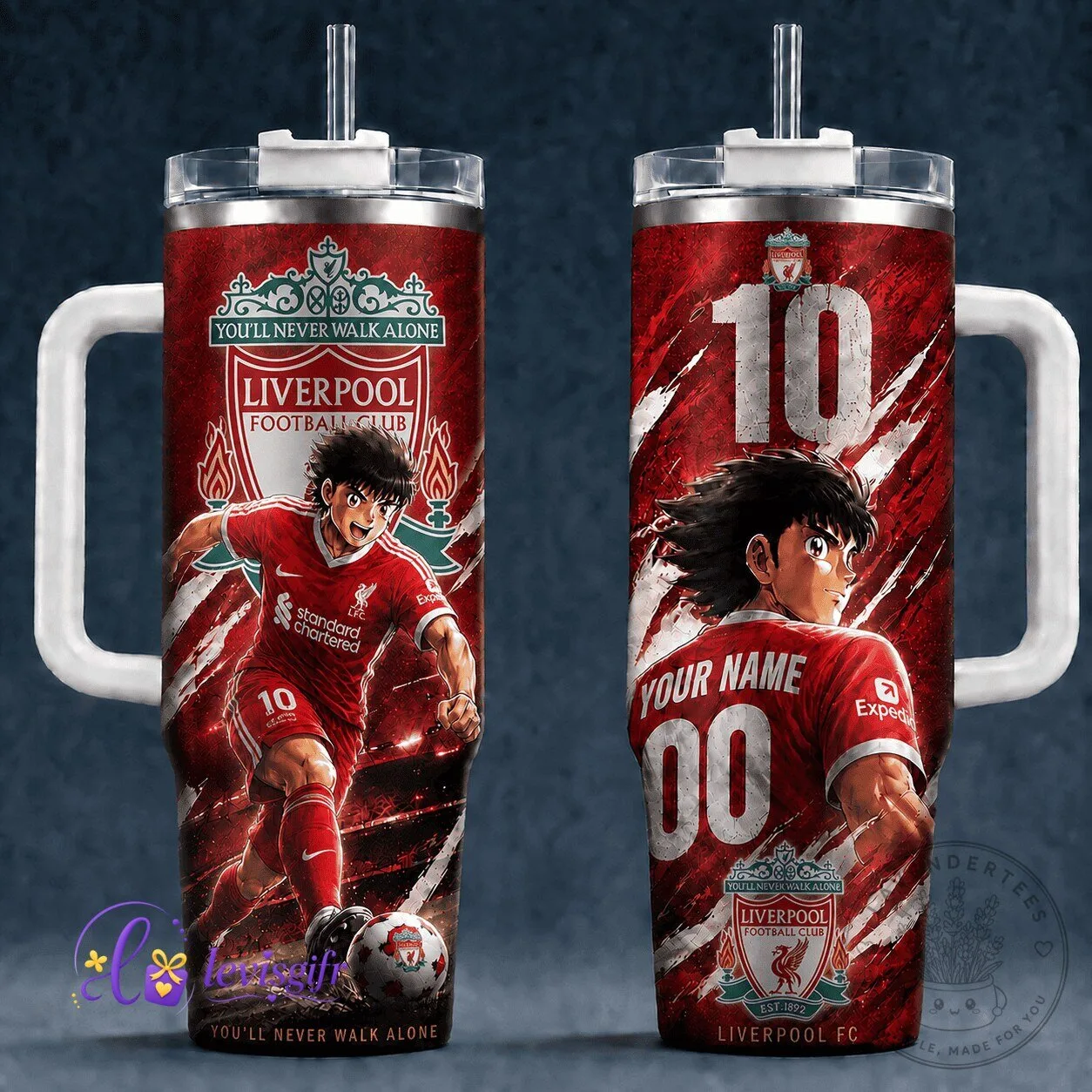 Liverpool Football Club Captain Tsubasa Anime Soccer Player Insulated Tumbler
