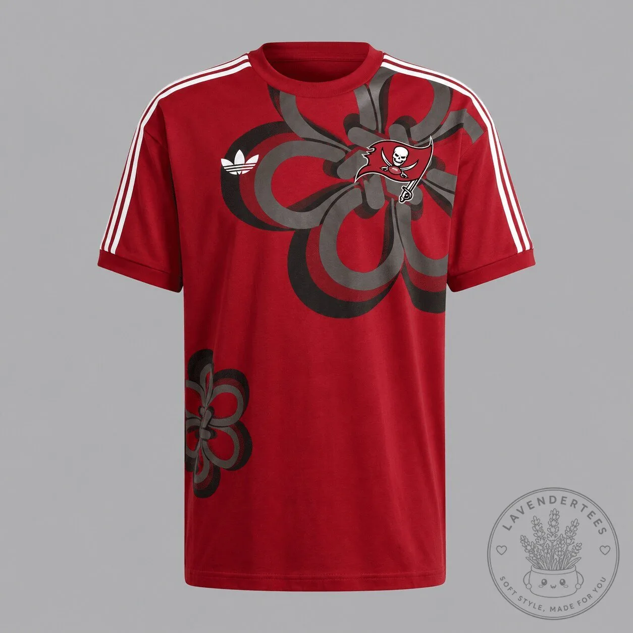 Tampa Bay Buccaneers NFL Football Floral Graphic Print Red T-Shirt