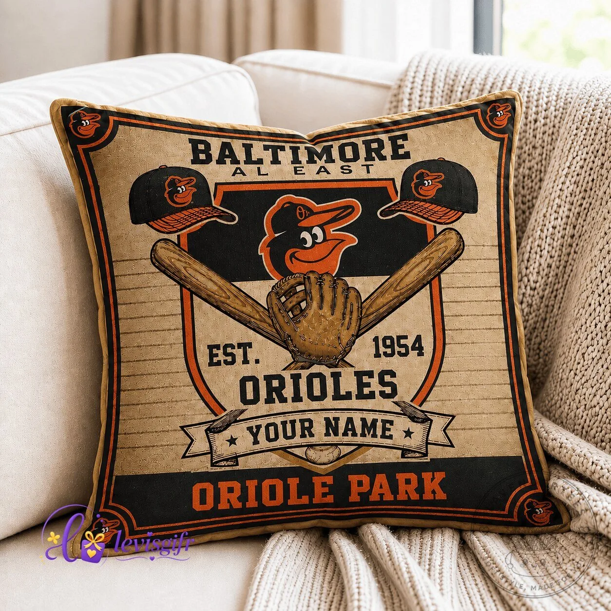 Baltimore Orioles Baseball Team Logo Throw Pillow Case