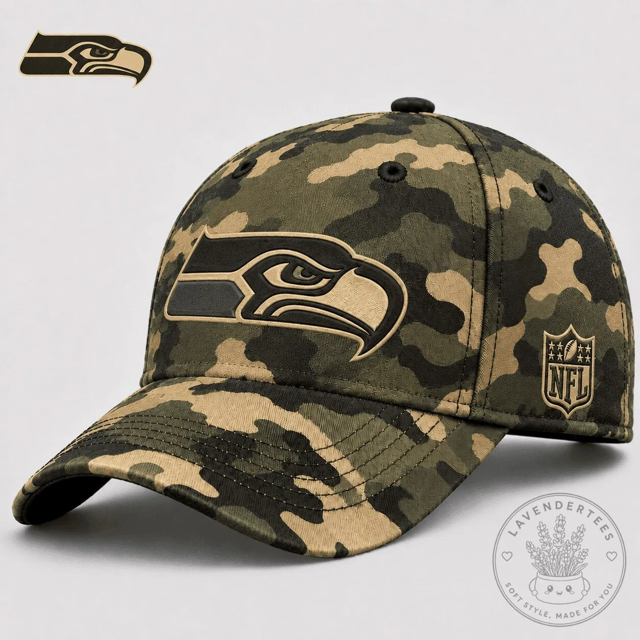 Seattle Seahawks NFL Camouflage Military Green Baseball Cap Hat