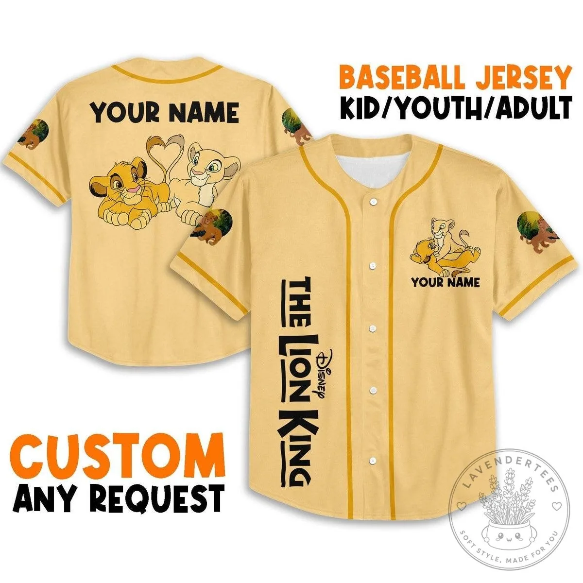 Personalized Disney The Lion King Simba and Nala Couple Baseball Jersey