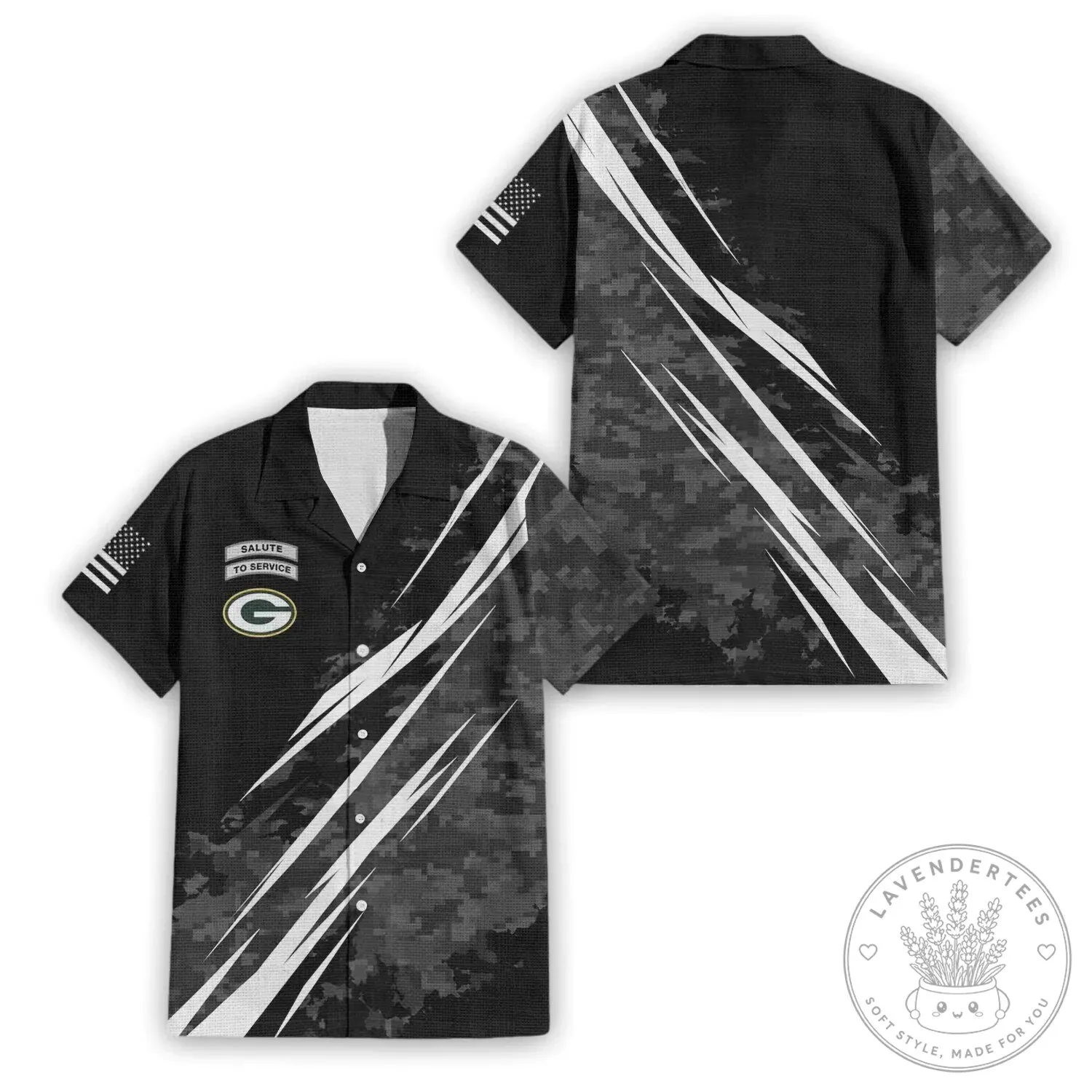 Hawaiian Shirt in Camouflage Design for Green Bay Packers Salute To Service