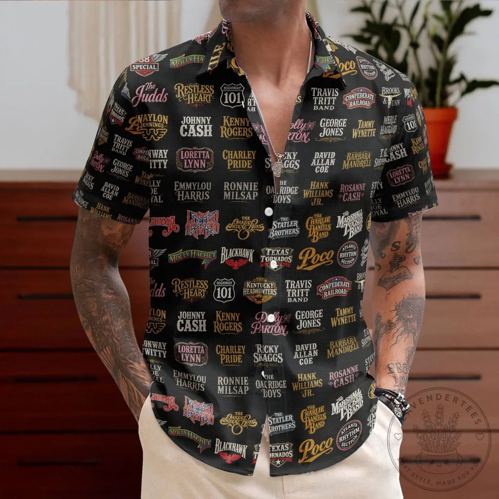 Country Music Legends Hawaiian Shirt, Classic Country Music Concert Fan Apparel 12 Country Music Legends Hawaiian Shirt, Classic Country Music Concert Fan Apparel