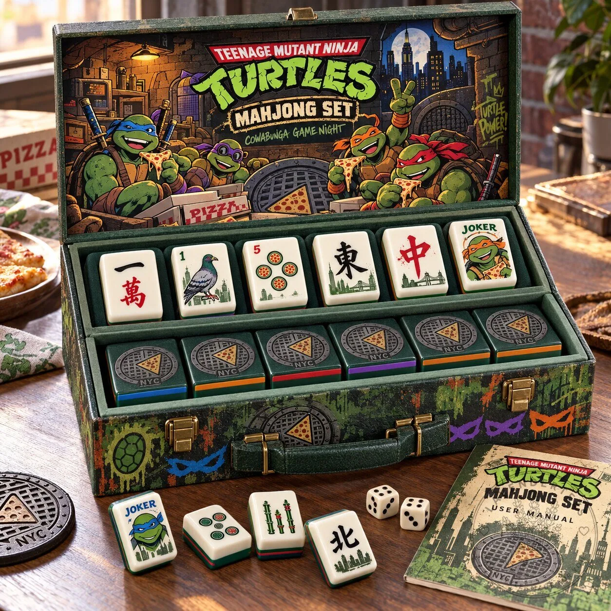 Teenage Mutant Ninja Turtles Mahjong Game Set with Storage Case