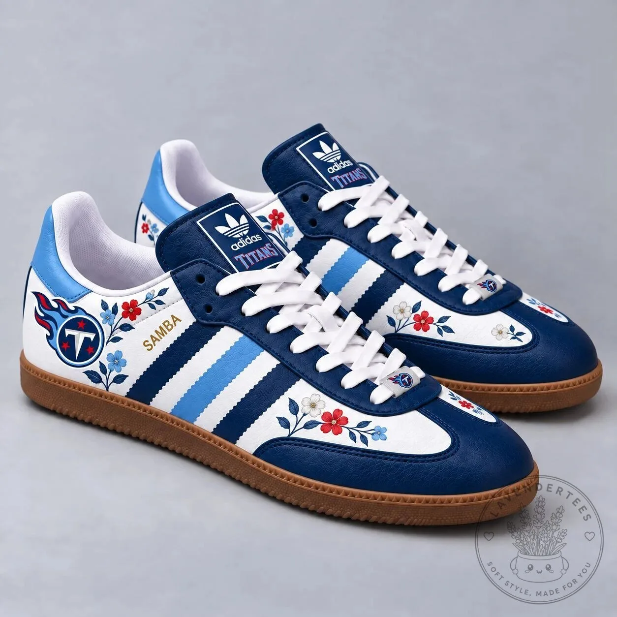 Tennessee Titans National Football League Floral Pattern Samba Shoes