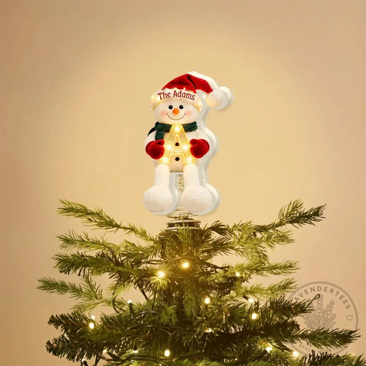 Personalized Snowman Christmas Tree Topper with LED Light Up Letter 16 Personalized Snowman Christmas Tree Topper with LED Light Up Letter