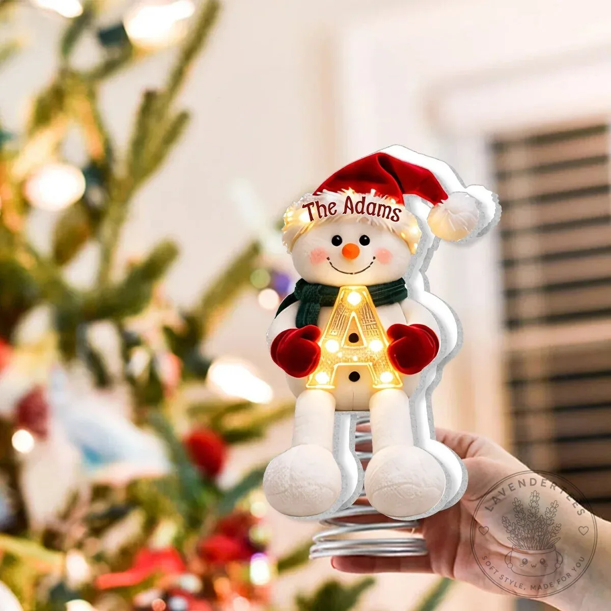 Personalized Snowman Christmas Tree Topper with LED Light Up Letter 18 Personalized Snowman Christmas Tree Topper with LED Light Up Letter