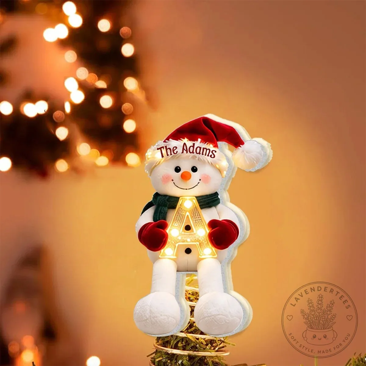 Personalized Snowman Christmas Tree Topper with LED Light Up Letter 19 Personalized Snowman Christmas Tree Topper with LED Light Up Letter