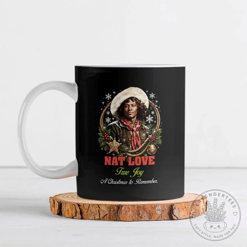 Nat Love Wild West Christmas Portrait Art Black Ceramic Coffee Mug