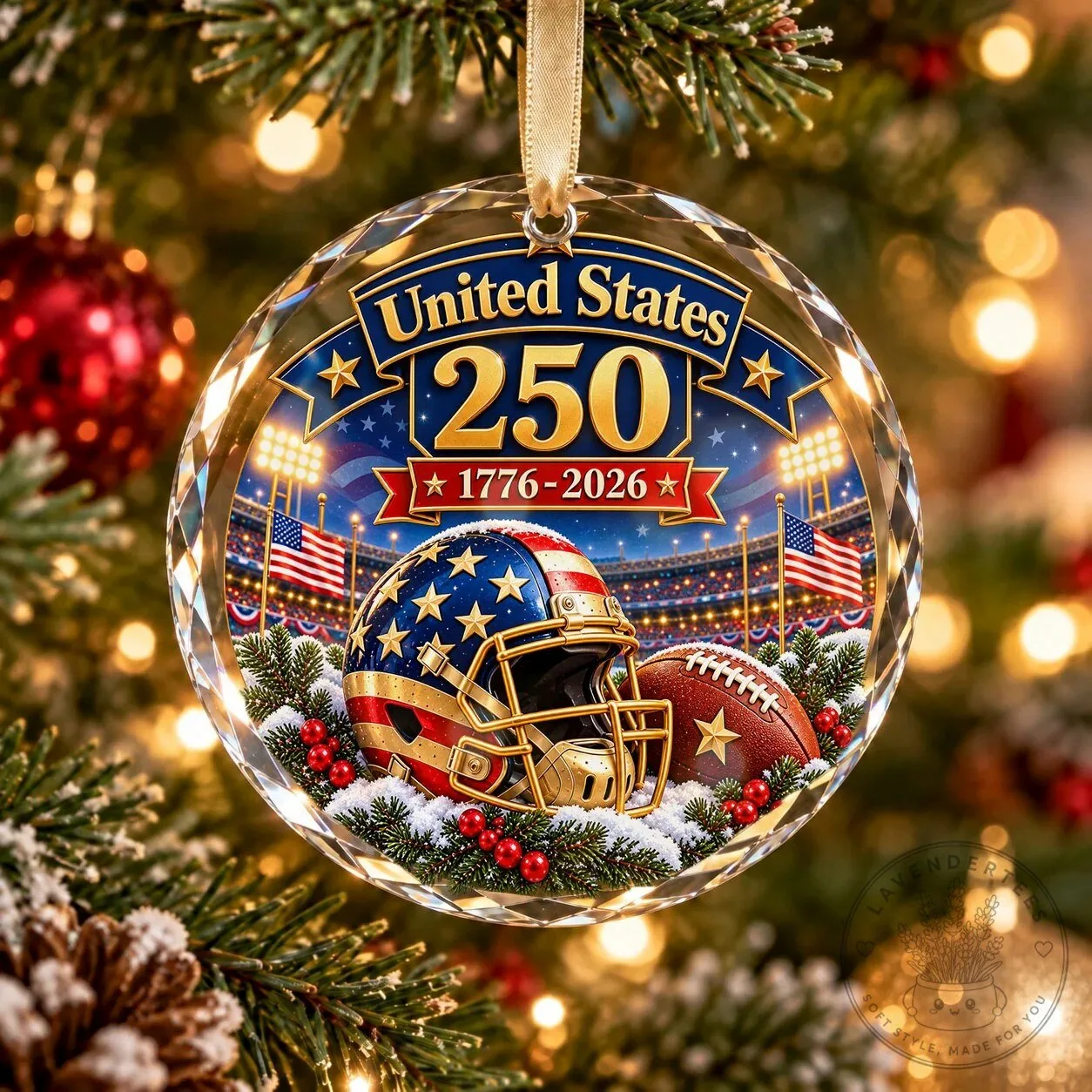 United States 250th Anniversary Football Helmet Christmas Tree Ornament