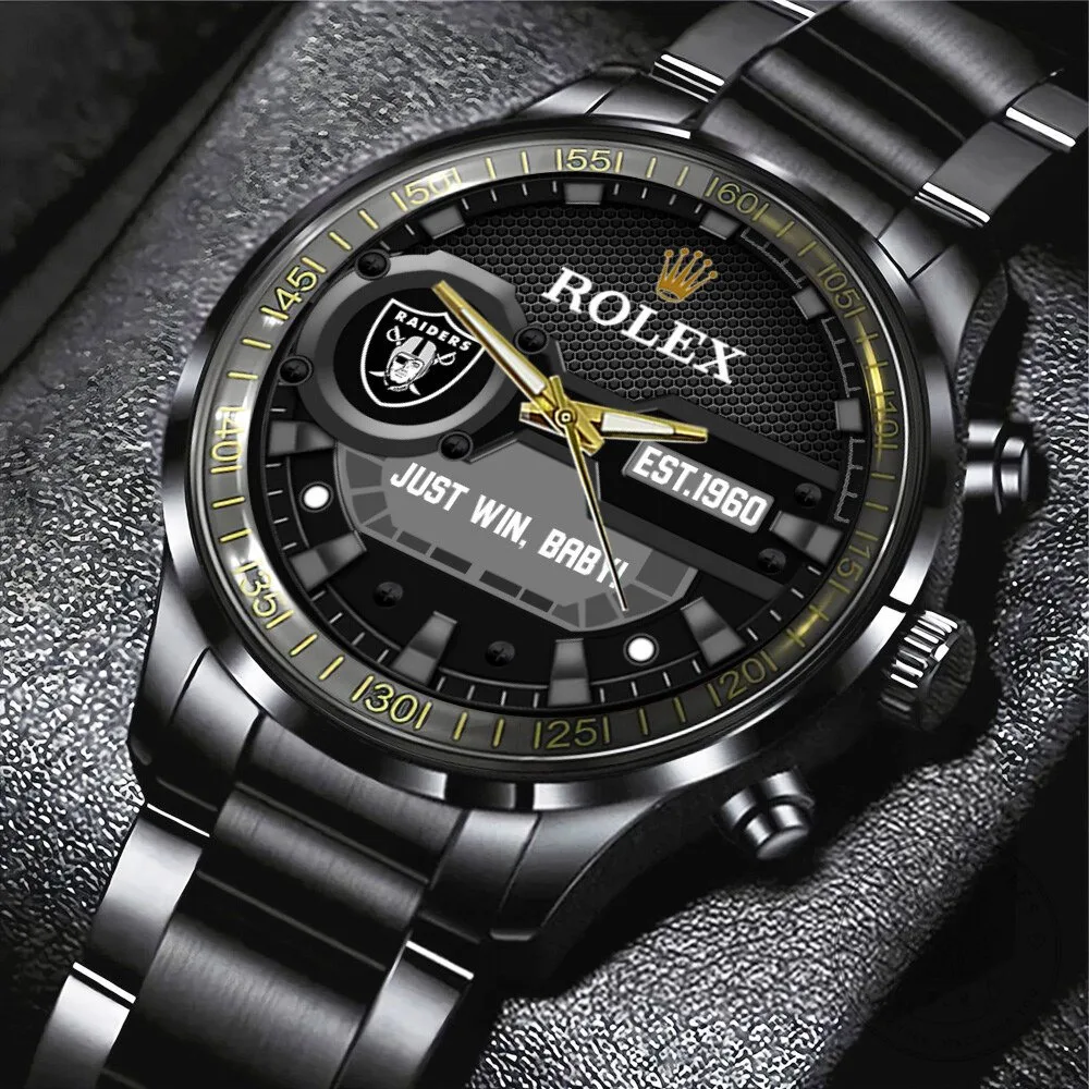 Las Vegas Raiders Rolex Just Win Baby Black Stainless Steel Watch