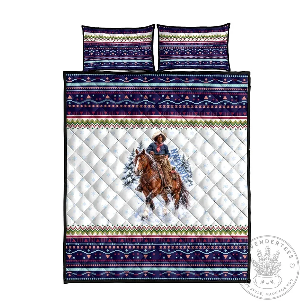 Nat Love African American Cowboy Winter Snow Fair Isle Pattern Quilt Bed Set 10 Nat Love African American Cowboy Winter Snow Fair Isle Pattern Quilt Bed Set