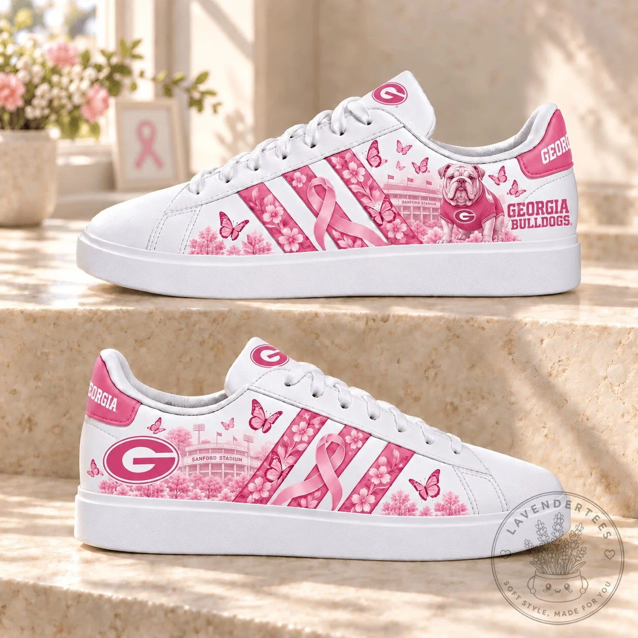 Georgia Bulldogs Breast Cancer Awareness Sanford Stadium Pink Ribbon Shoes