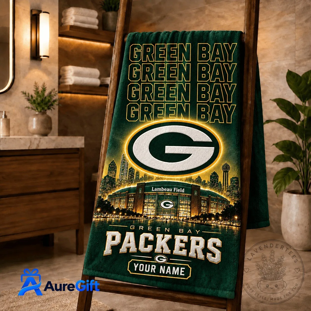 Green Bay Packers NFL Personalized Lambeau Field Football Bath Towel
