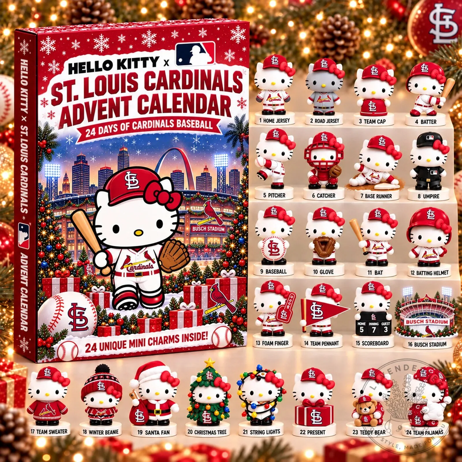 Hello Kitty x St. Louis Cardinals 24 Day Baseball Christmas Advent Calendar