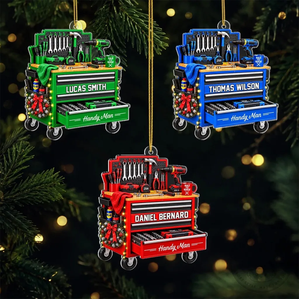 Personalized Handy Man Tool Chest Christmas Tree Ornament Personalized Handy Man Tool Chest Christmas Tree Ornament