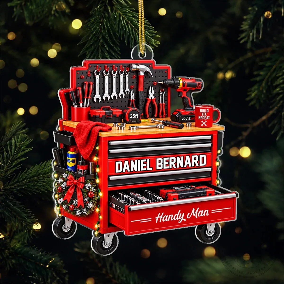 Personalized Handy Man Tool Chest Christmas Tree Ornament 11 Personalized Handy Man Tool Chest Christmas Tree Ornament