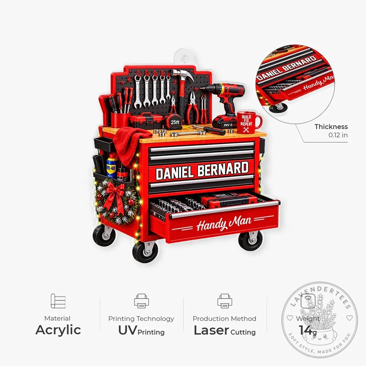 Personalized Handy Man Tool Chest Christmas Tree Ornament 12 Personalized Handy Man Tool Chest Christmas Tree Ornament