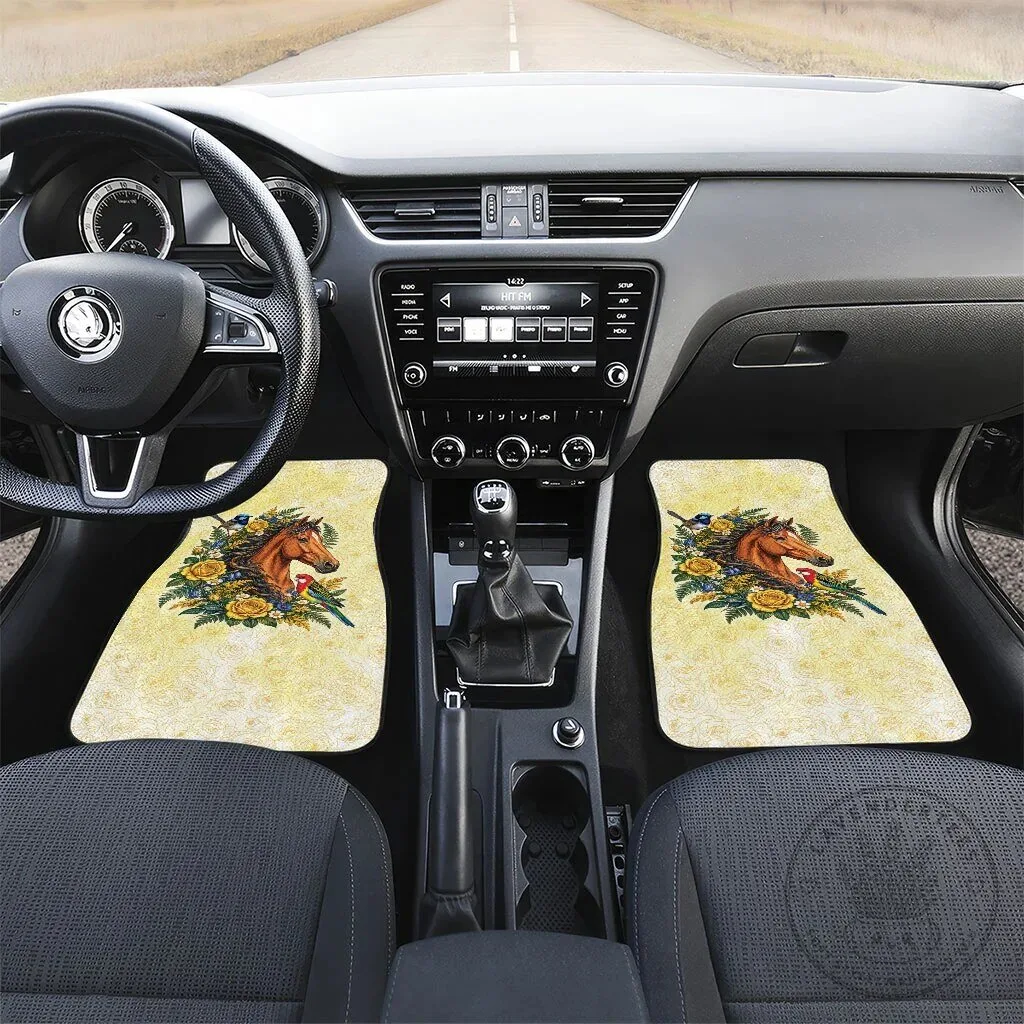 Melbourne Horse Yellow Rose Wreath Car Mat Set with Blue Wren and Rosella Parrot 8 Melbourne Horse Yellow Rose Wreath Car Mat Set with Blue Wren and Rosella Parrot