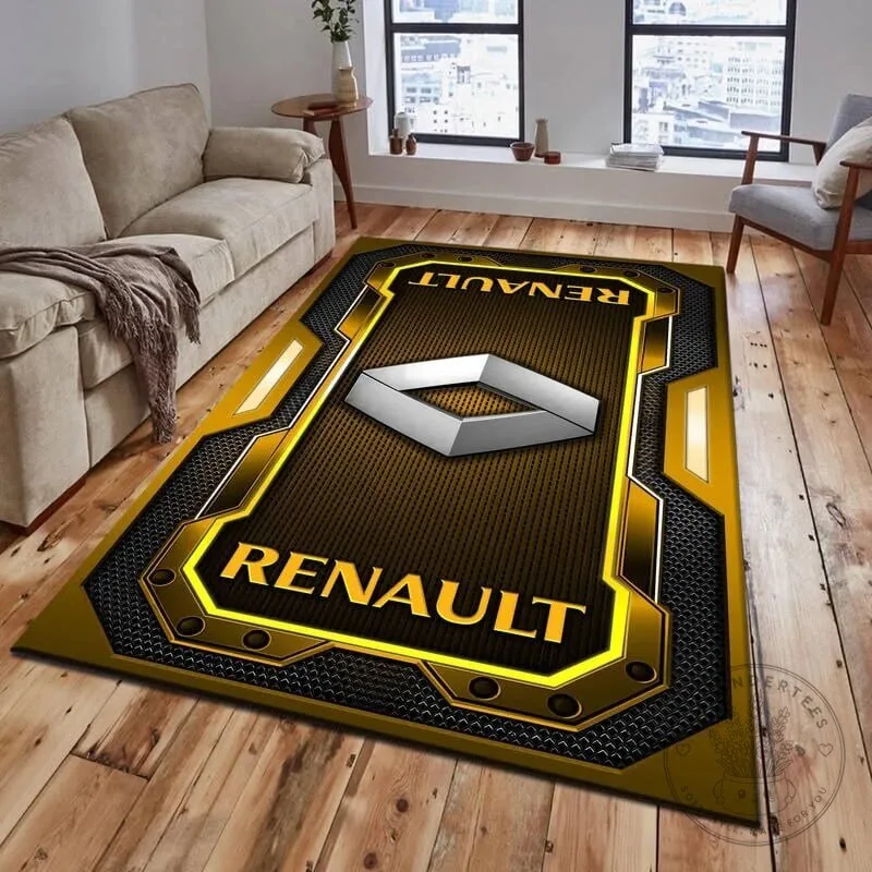 Renault Car Logo Gold and Black Patterned Area Rug 58 Renault Car Logo Gold and Black Patterned Area Rug