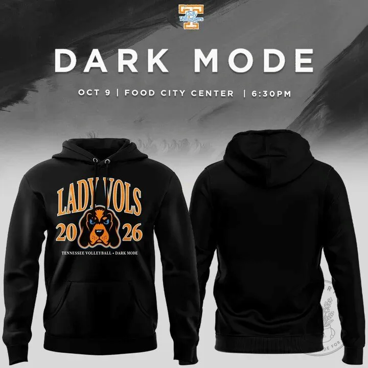 Tennessee Lady Volunteers Volleyball Dark Mode Black Hoodie