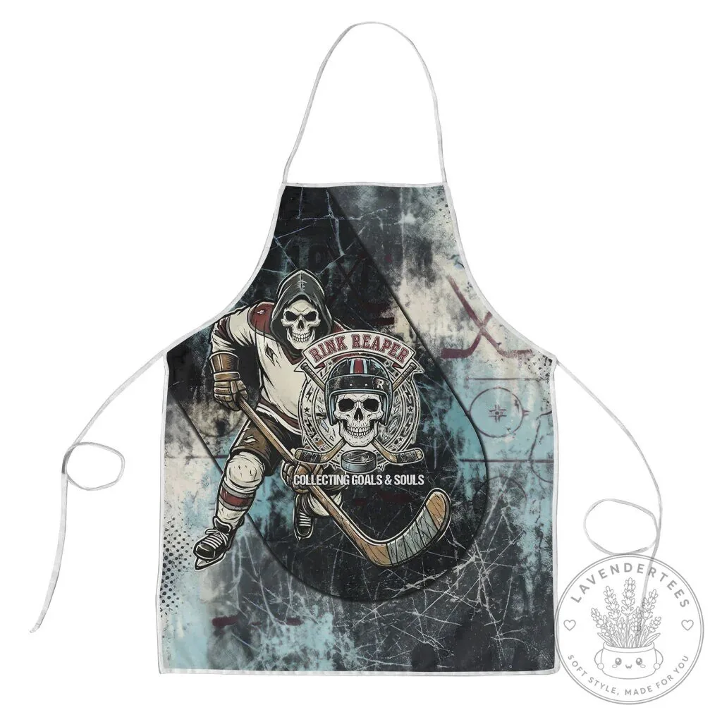 Ice Hockey Rink Reaper Grim Reaper Skeleton Collecting Goals And Souls Apron