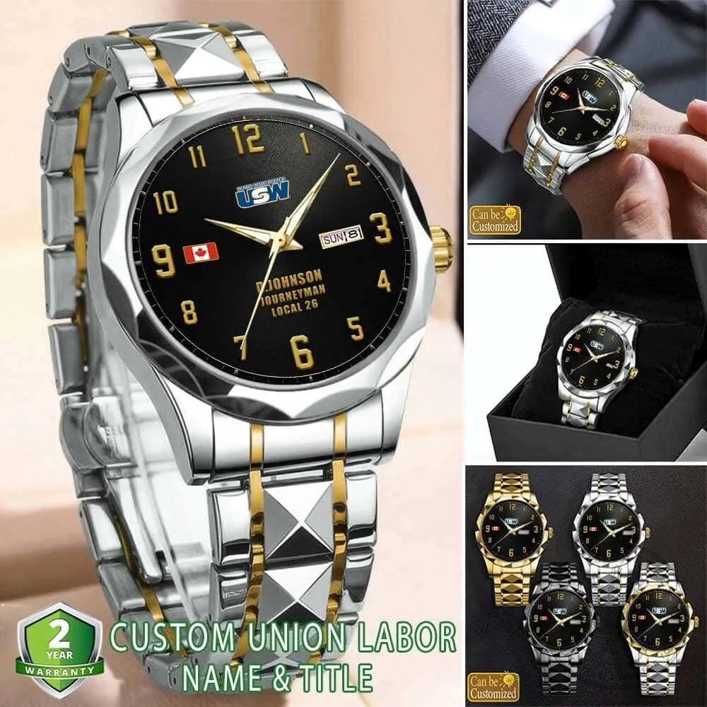 United Steelworkers Union Personalized Black Stainless Steel Watch 9 United Steelworkers Union Personalized Black Stainless Steel Watch