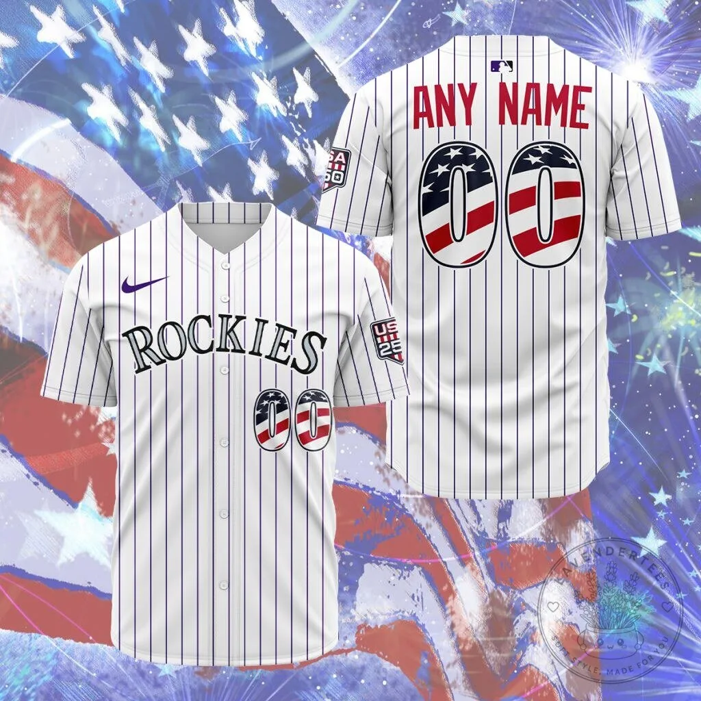 Colorado Rockies Personalized Stars And Stripes Baseball Jersey