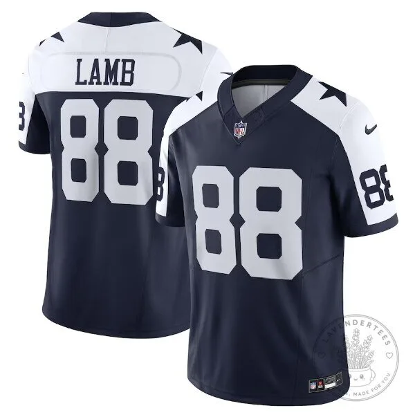Dallas Cowboys Football CeeDee Lamb Number 88 Navy Blue Game Jersey