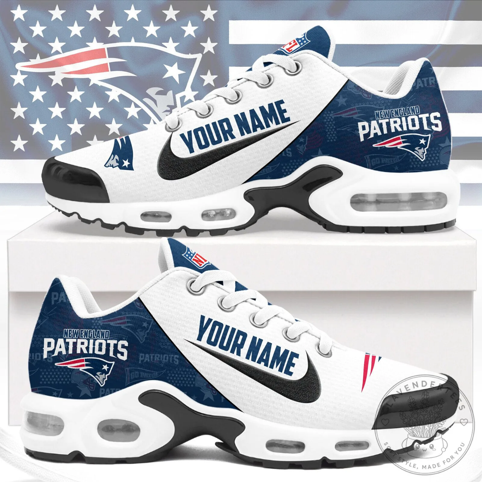 Personalized Running Shoes for Men and Women featuring New England Patriots Design