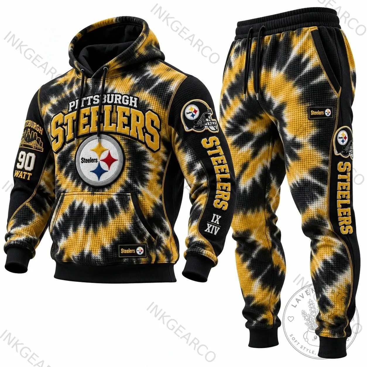 Pittsburgh Steelers Tie-Dye Waffle Knit Hoodie