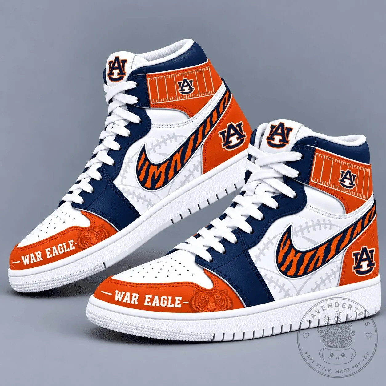Auburn Tigers War Eagle Custom Design High-Top Sneakers