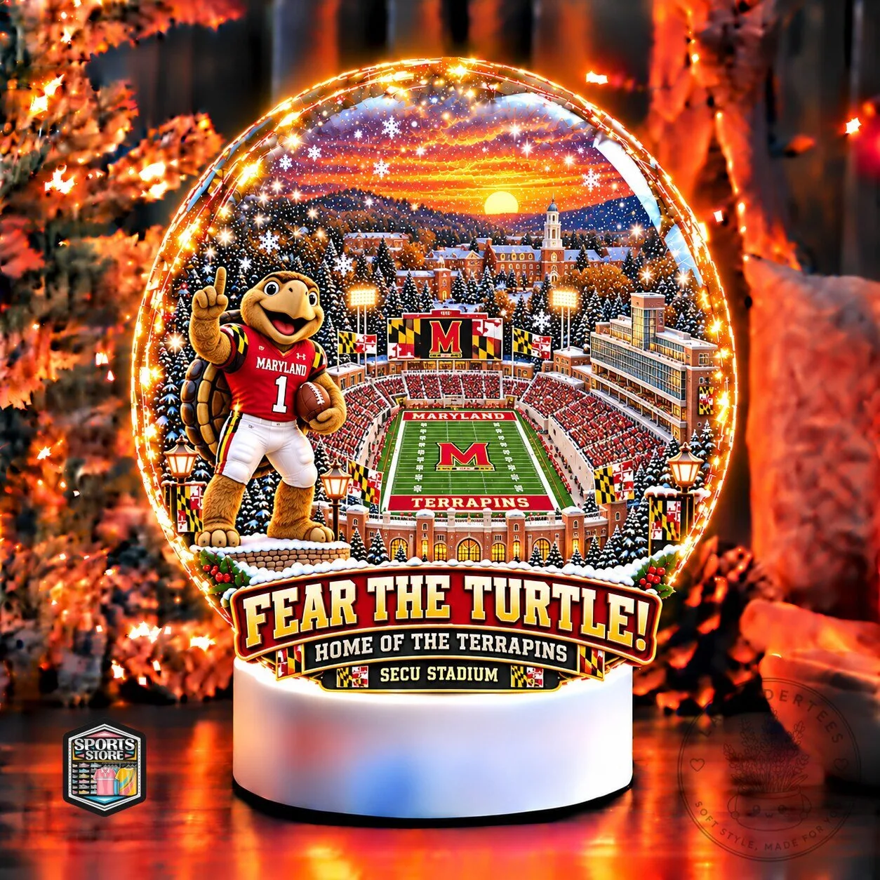 Maryland Terrapins Football Stadium SECU Snow Globe