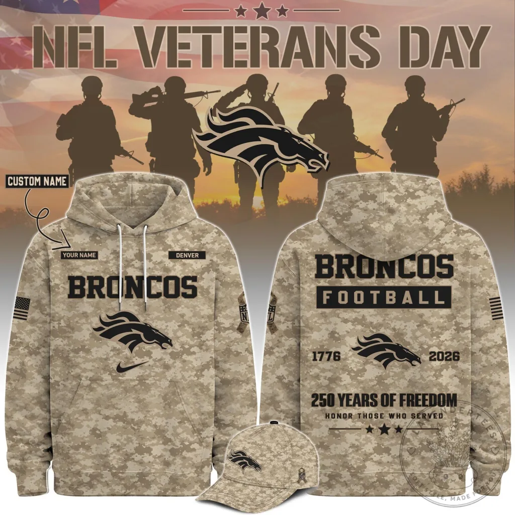 Denver Broncos NFL Football Veterans Day Commemorative Hoodie Denver Broncos NFL Football Veterans Day Commemorative Hoodie